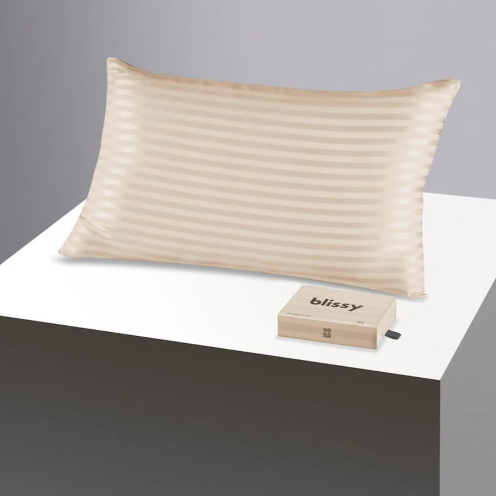 Blissy Pillowcase Queen Champagne Striped